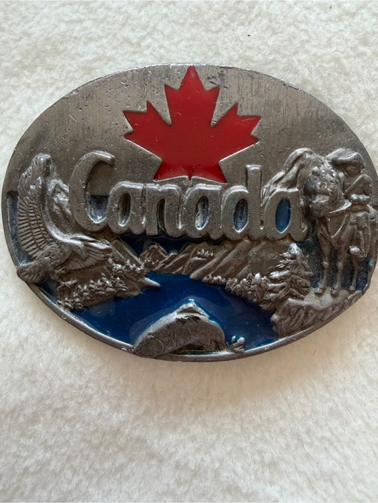 Siskiyou Other - Canada Maple Leaf Belt Buckle - Red & Blue Accents